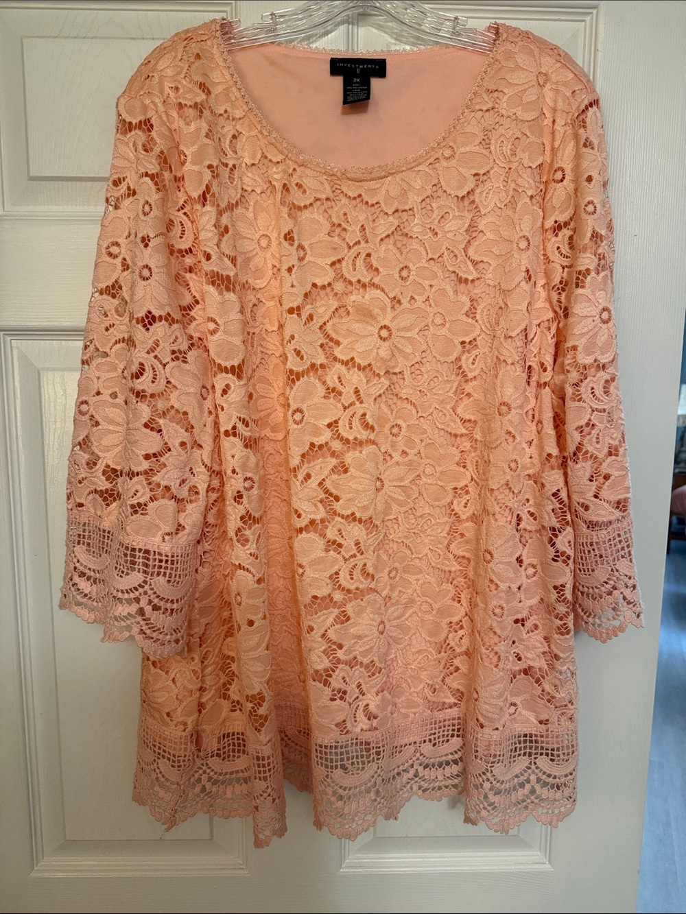 Investment Peach  Floral Scoop-Neck Tunic